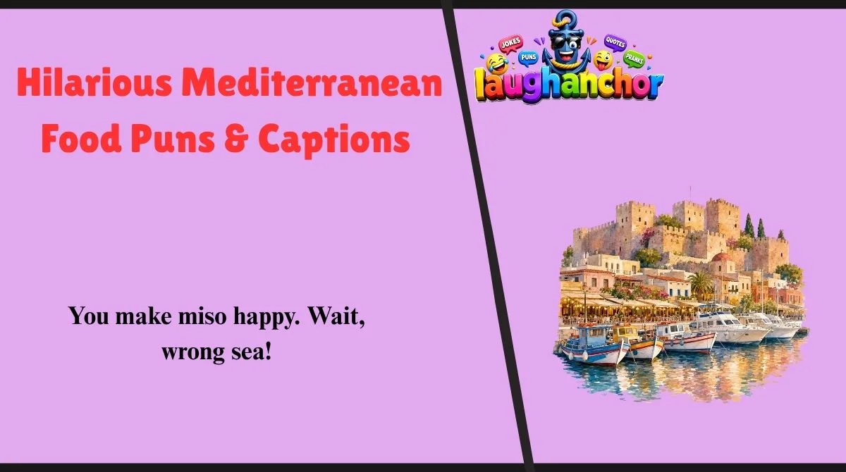 Hilarious Mediterranean Food Puns & Captions 